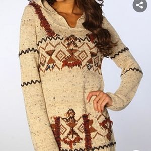 FREE PEOPLE Aztec Hooded Sweater